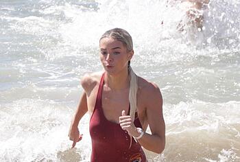 Olivia Dunne Pussy Cameltoe and Tight Ass During Baywatch Reboot